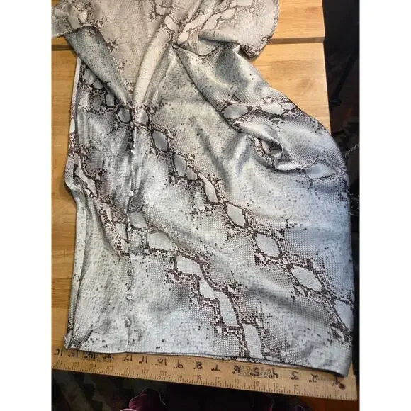 TCEC Snake Print Satin Hi-Lo Bias Cut Skirt Y2k 2000's Large Side Zip Button - Picture 9 of 12